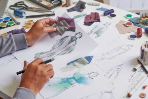 Fashion Designer Stylish Drawings Sketches Textile Fabric Materi
