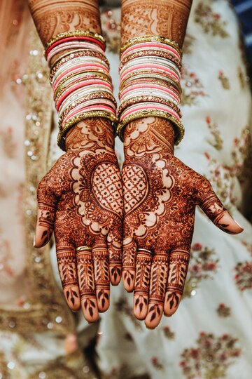 Indian Wedding Bangles Mehandi Henna Coloured Hands With Reflective Ornament 8353 9783