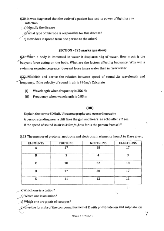 Class 9 Science Sample Paper 2021 3