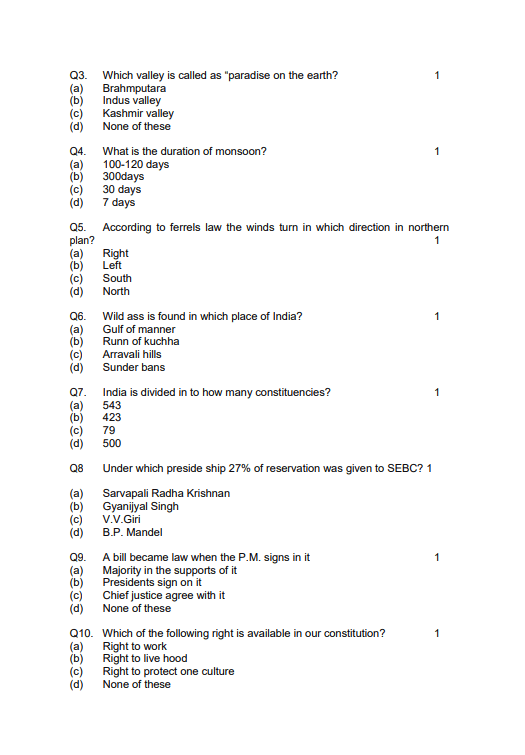 Sst Sample Paper Class 9 With Solution 2