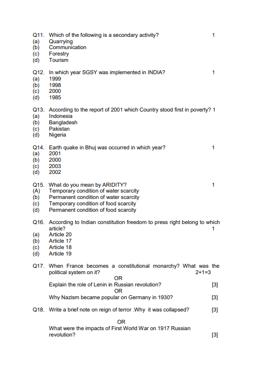 Sst Sample Paper Class 9 With Solution 3