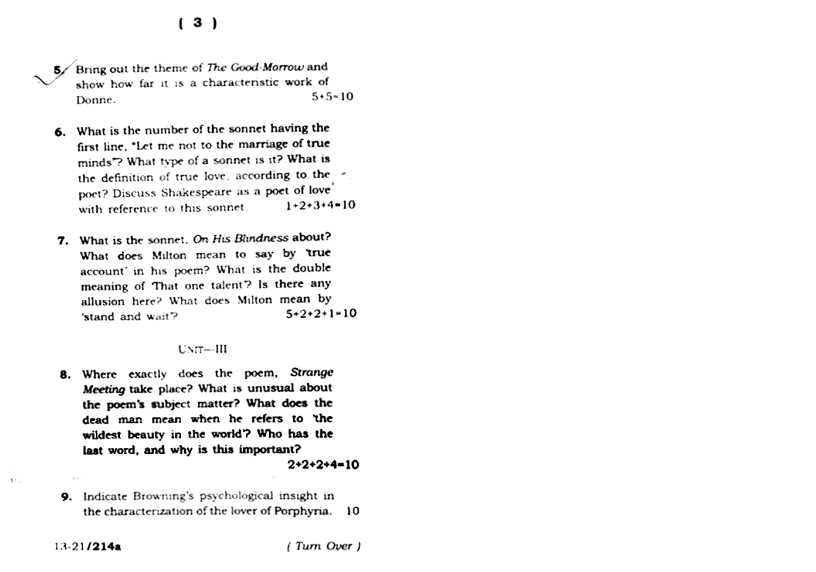 Tripura University 5th Semester 2016 Question Paper (english 2)