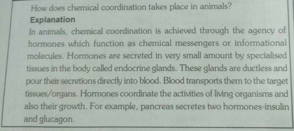 How Does Chemical Coordination Take Place In Animals