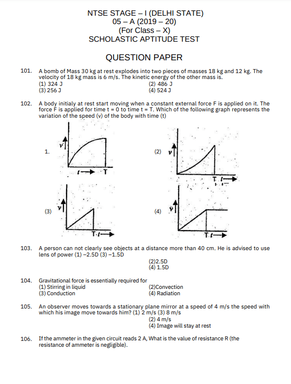 Ntse Exam Question Paper 2019