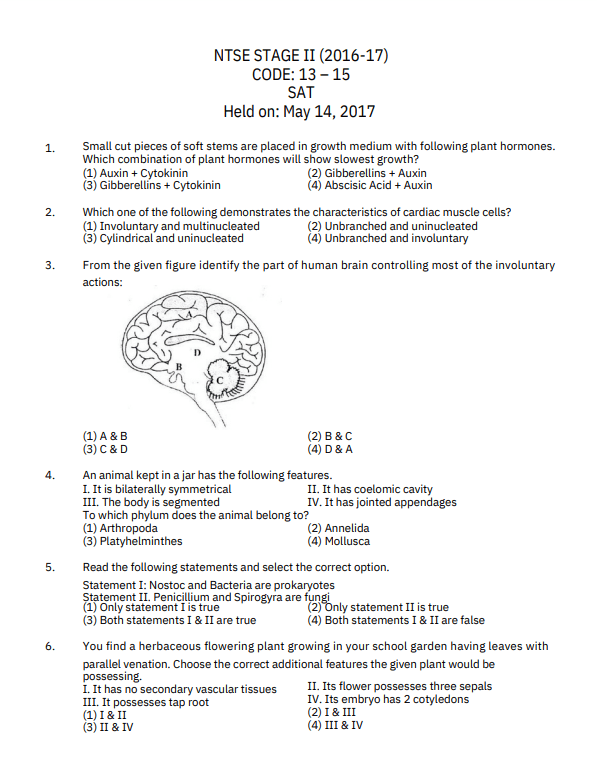 Ntse Stage 2 Question Paper