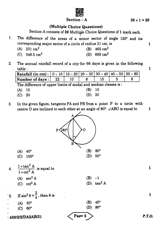 Cbse Class 10 Term 2 Sample Paper Maths 3