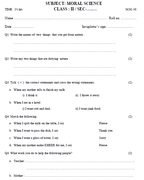 Class 2 Mock Test