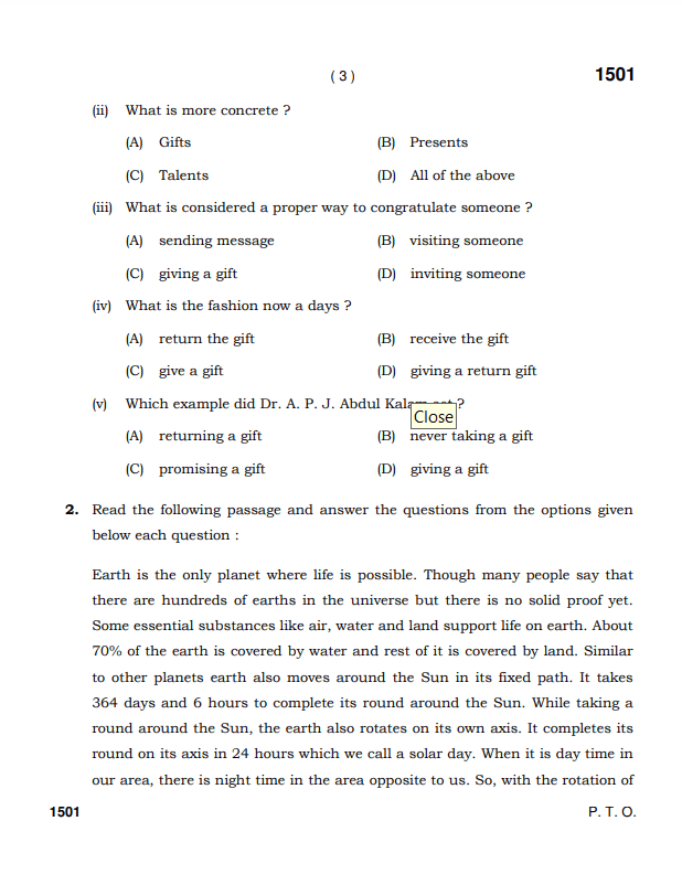 Hbse 11th Class Previous Year Question Paper English 2021 3