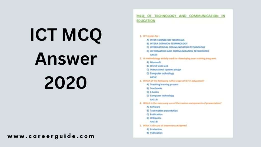 Ict Mcq Answer 2020