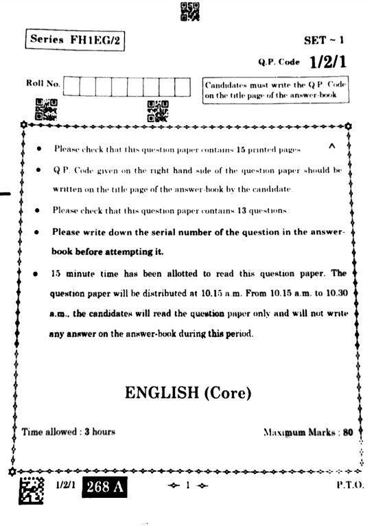 Sample Paper Of English Class 12 Cbse 2022 23 