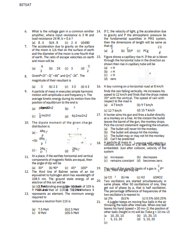 BITSAT Previous Papers 2