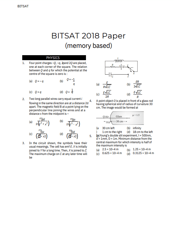 BITSAT Previous Papers