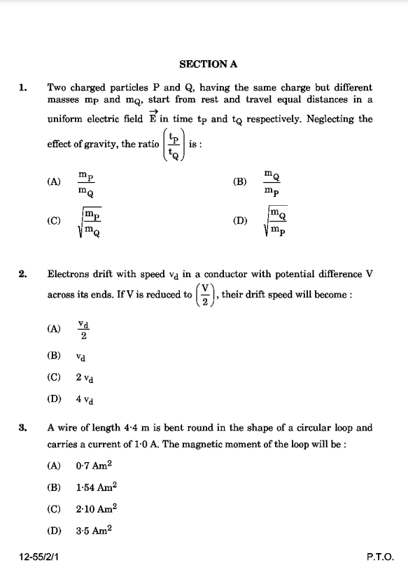 CBSE 12 Physics Sample Paper 3