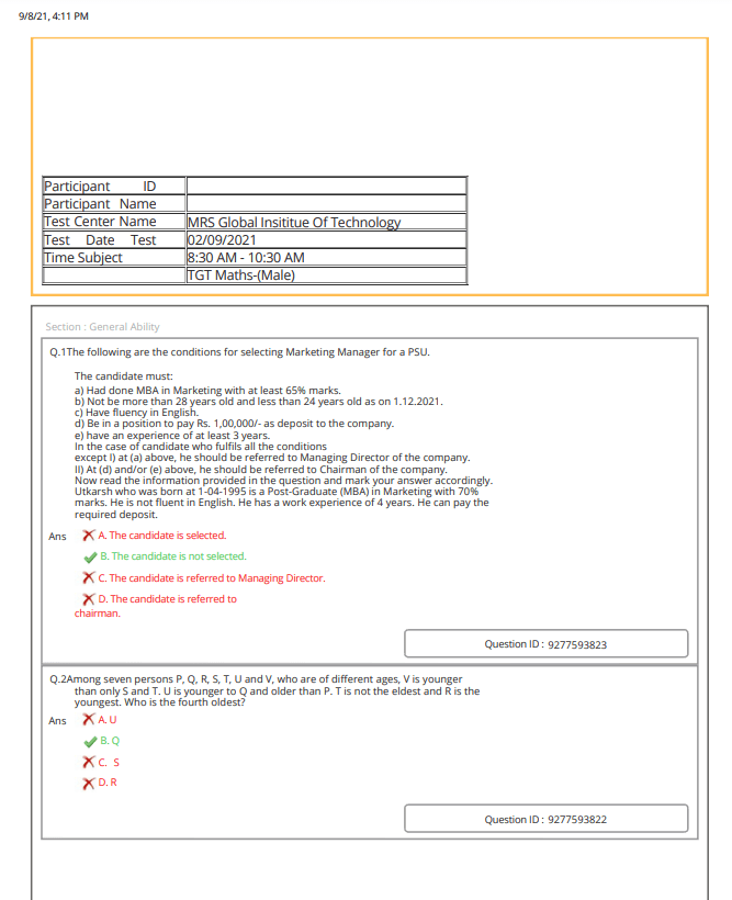 Dsssb Tgt Maths Previous Year Paper 2021