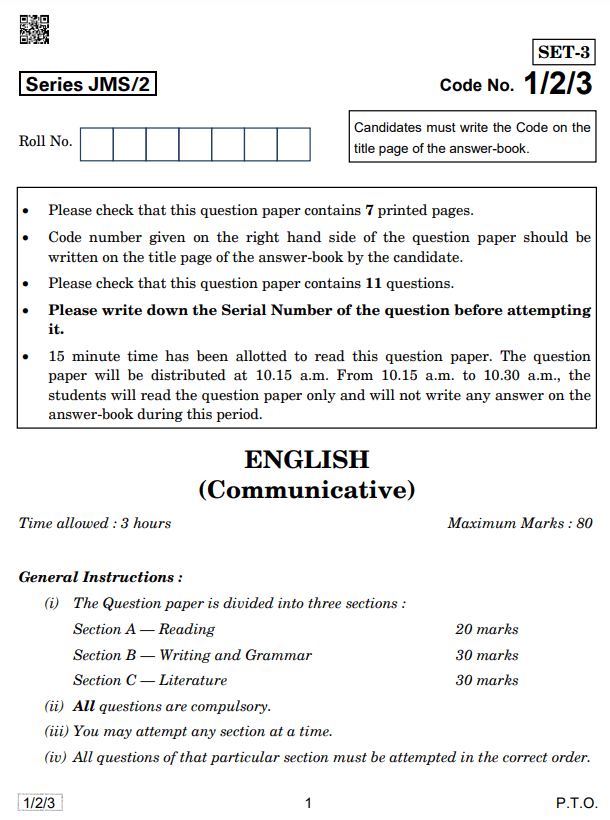 Class 10th Pre Board Paper