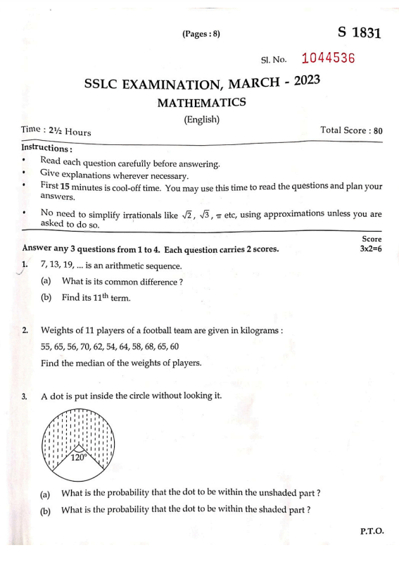 Samagra Shiksha Kerala Question Paper 2018 10th