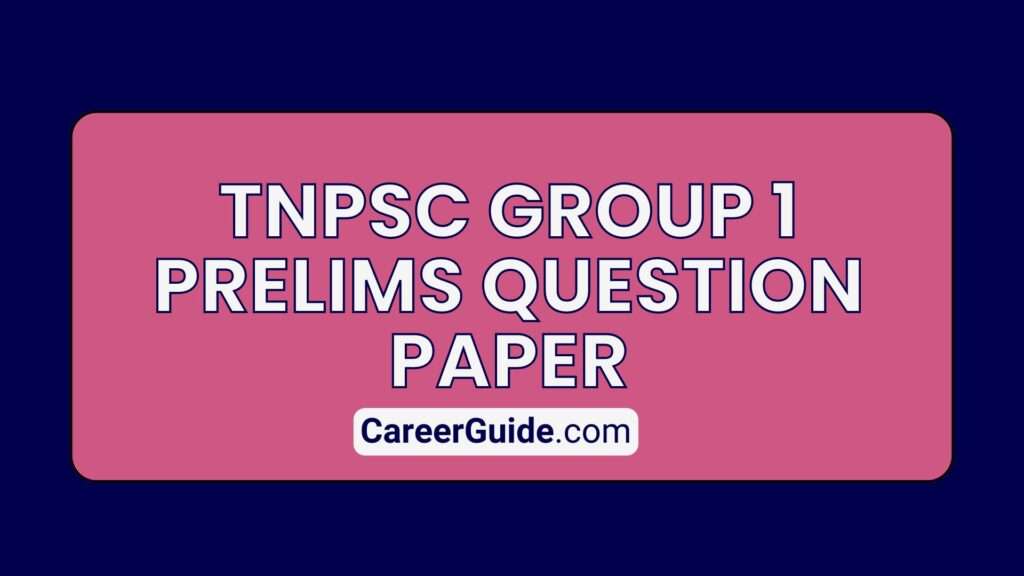 Tnpsc Group 1 Prelims Question Paper