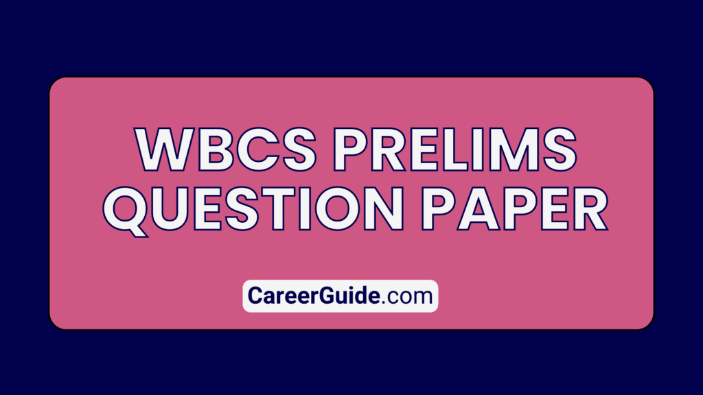 Wbcs Prelims Question Paper